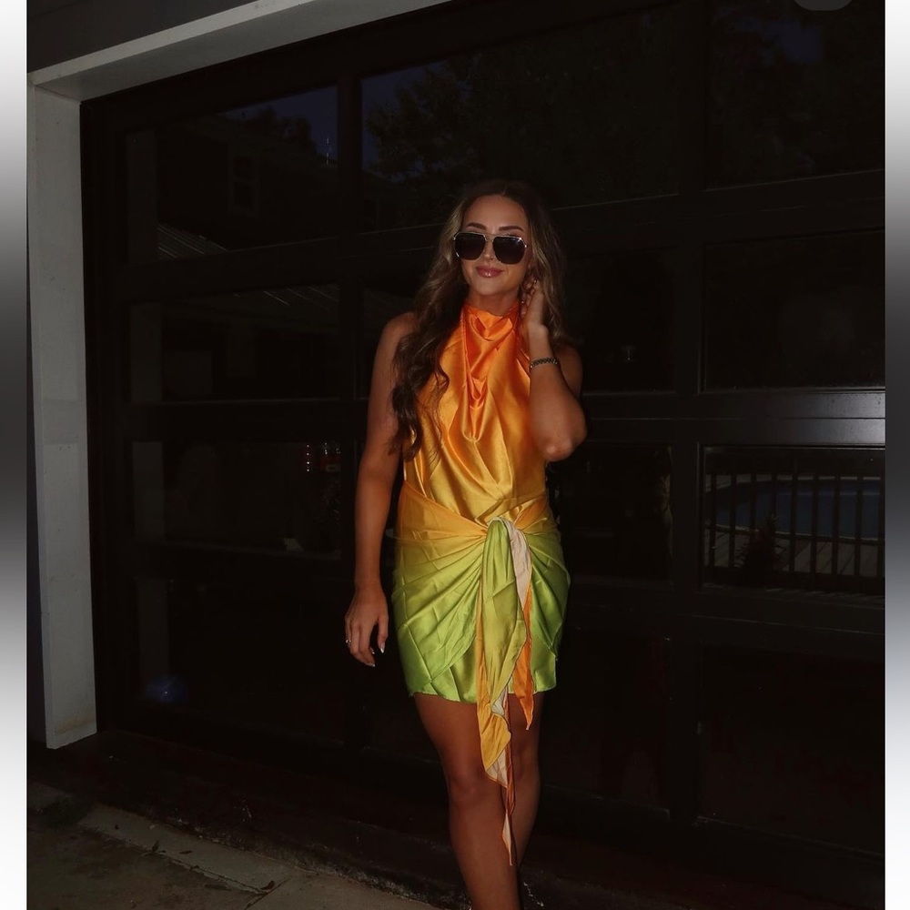 Halter Backless Satin Dress
